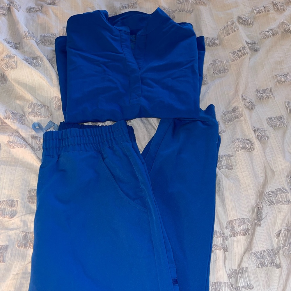 Royal blue high waisted figs set